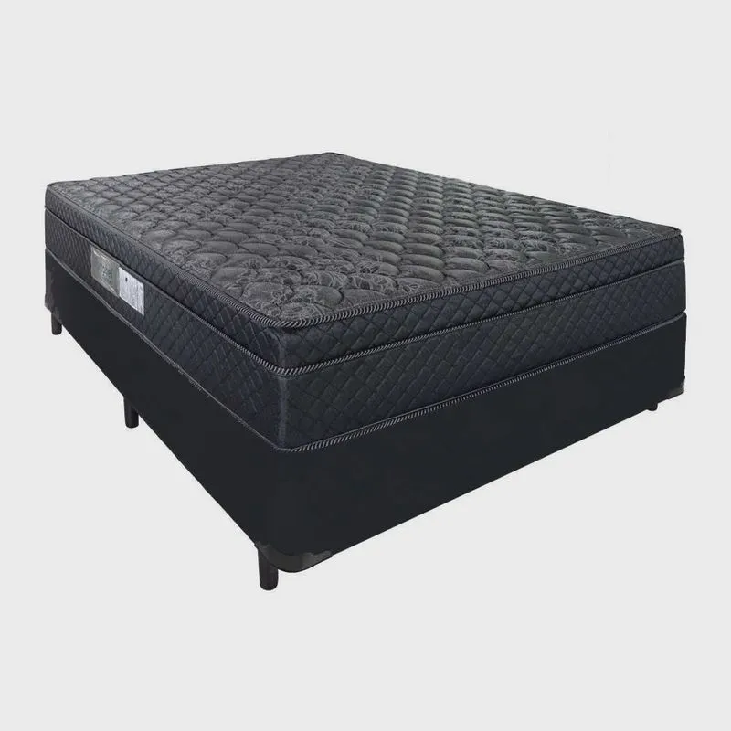 Cama Box Casal + Colchão Portobel De Mola Arezzo Black Light