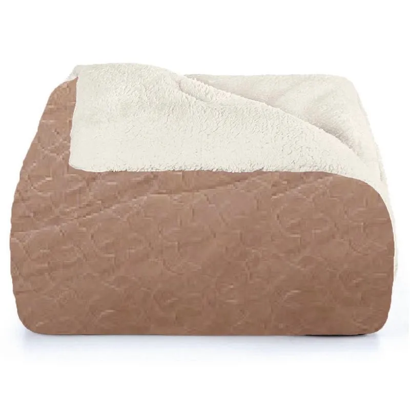 Cobertor Bella Embossed Alto Relevo E Sherpa Lucy Bege