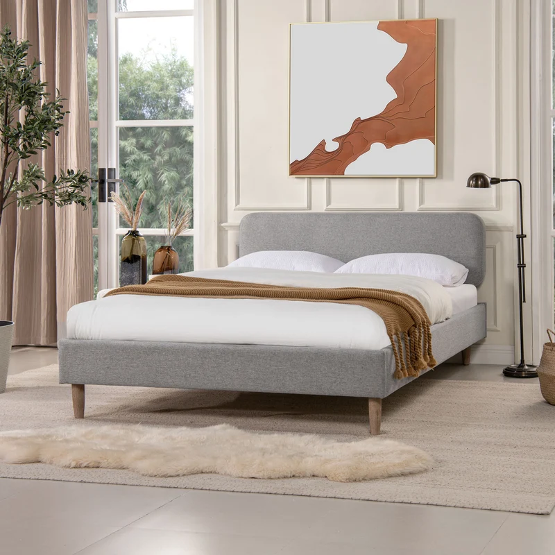 Diego - Low Upholstered Platform Bed Gray / Queen