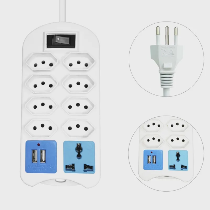 Extensão Elétrica Régua 9 Tomadas 2 Usb Filtro Linha Bivolt