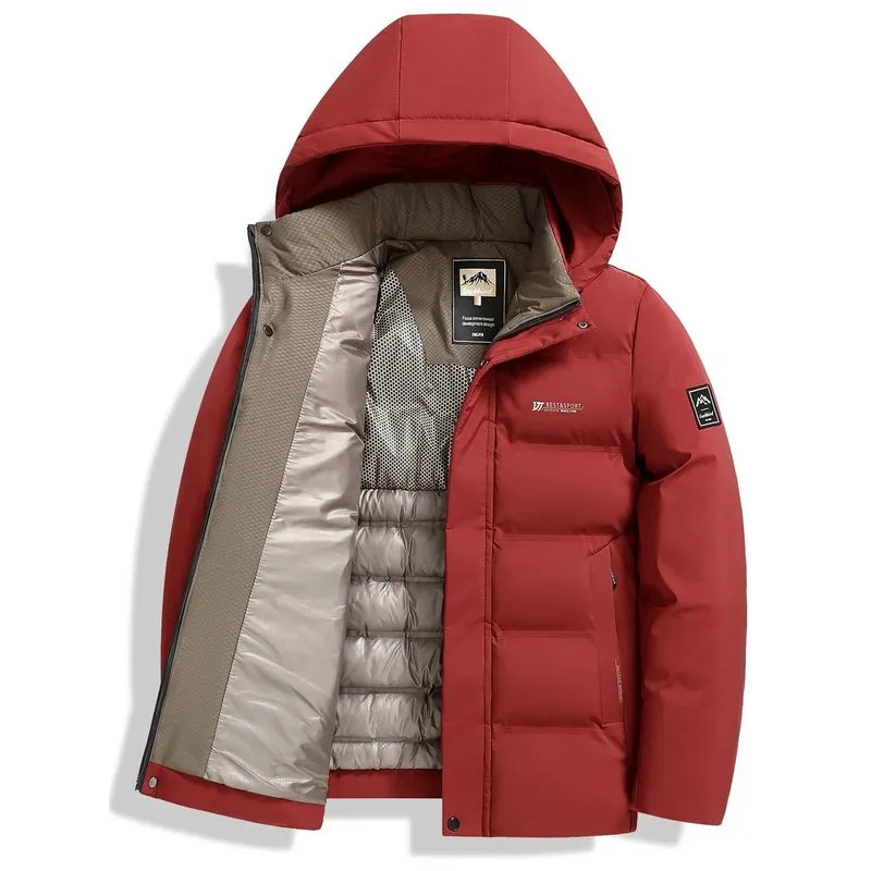 Jaqueta Com Capuz Masculina Grosso Para Outono Inverno Xxg Vermelho