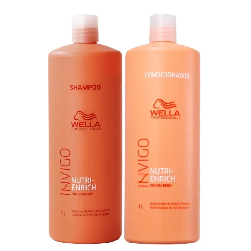 Kit Wella Invigo Nutri Enrich Shampoo Condicionador 1L Cabelos Secos