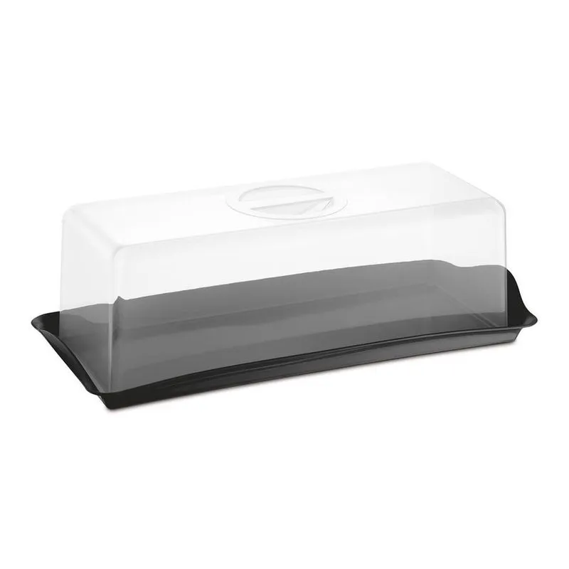 Porta Pão Tampa Transparente Armazena E Conserva Uz Preto