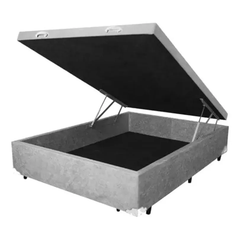 Cama Box Baú Casal Suede Cinza 39x138x188