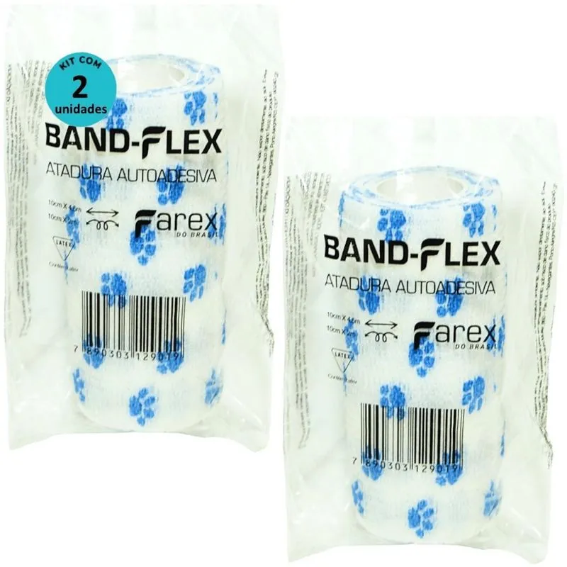 Atadura 10cm Branca Patinhas Band-flex Autoadesiva Animais