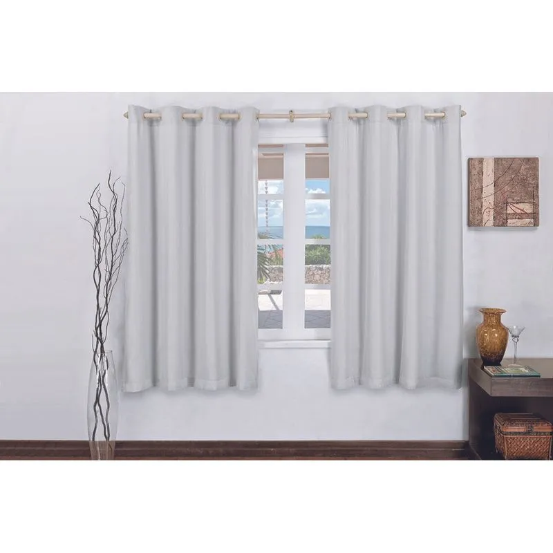 Cortina Curta Para o Quarto Pequeno 4,00 x 2,80 Metros Blackout PVC Corta 100% a Luz Para Varão Normal - Branca