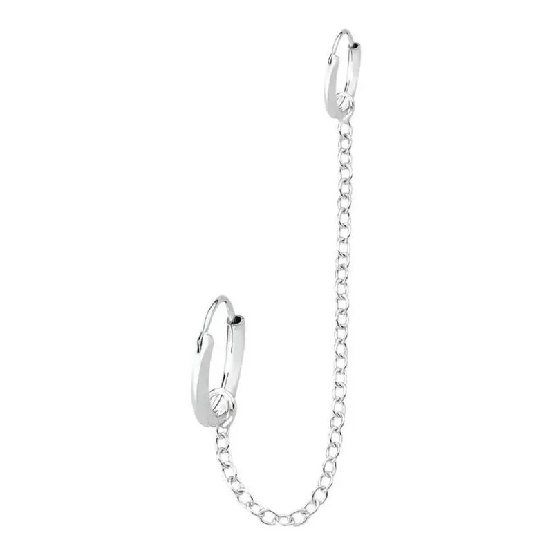 Brinco Com Corrente, Correntinha Argola Sem Cruz Prata 925