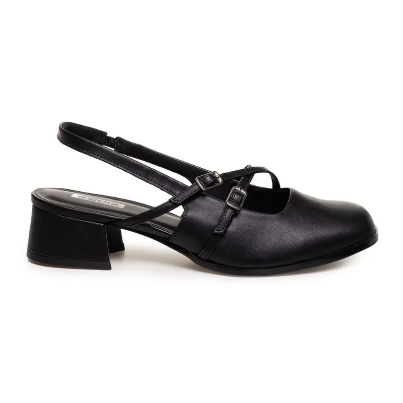 Scarpin Slingback Quiz Salto Bloco Feminino Preto 39