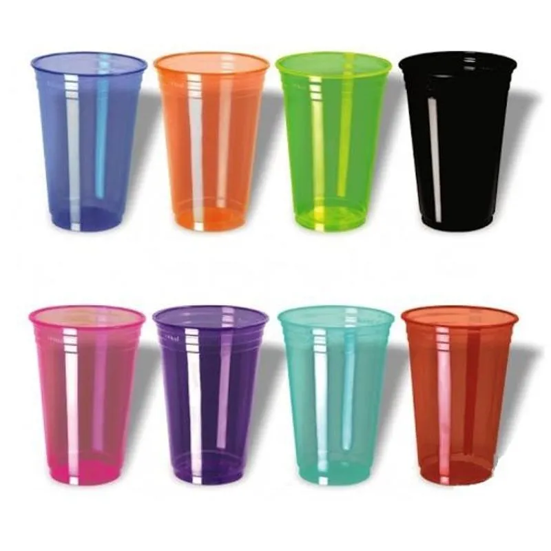 Copo Plástico Liso Balada Rosa Neon 330ml C/500 Rioplastic