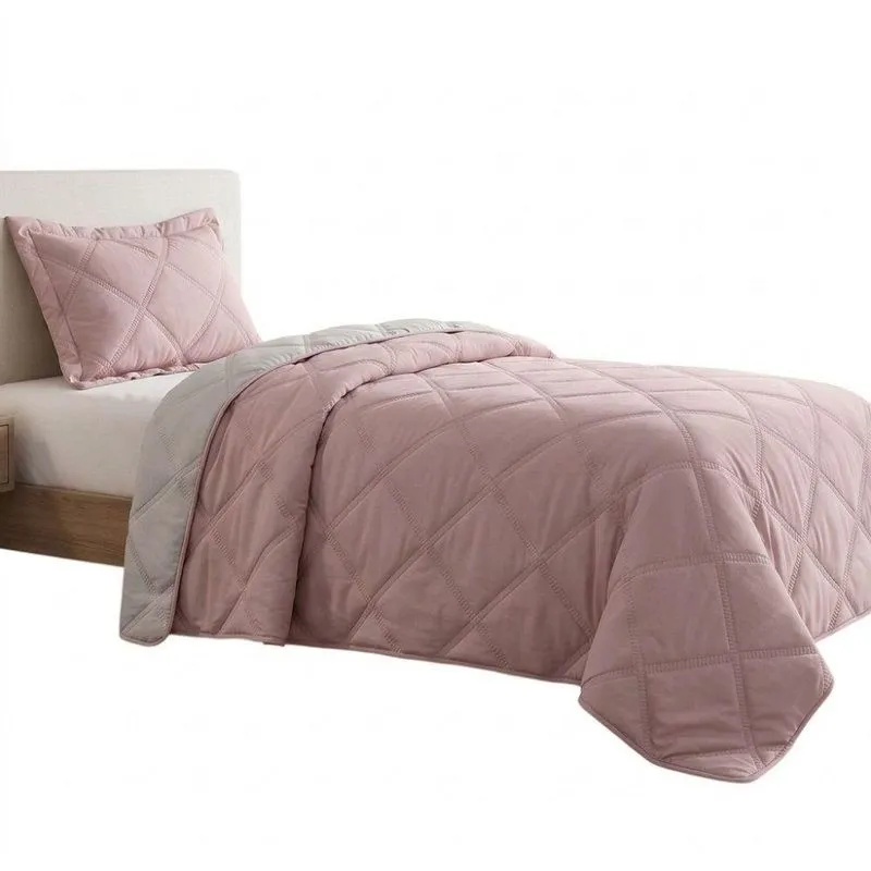 Cobre Leito Belisa Queen 3 Peças Percal 300 Fios Dupla Face Rosê Lilly Home Enxovais