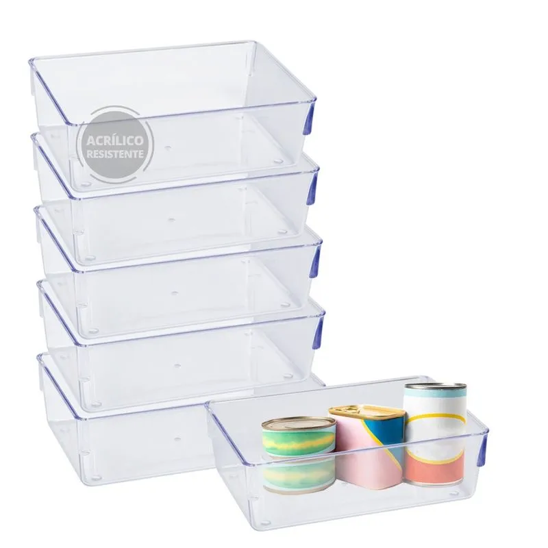 Kit 6 Organizador Geladeira Armario Gavetas Multifunções Cozinha