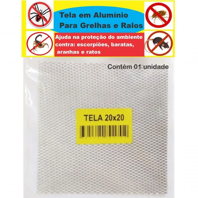 Tela Para Ralo Grelha 20X20Cm Em Alumínio Anti-Inseto