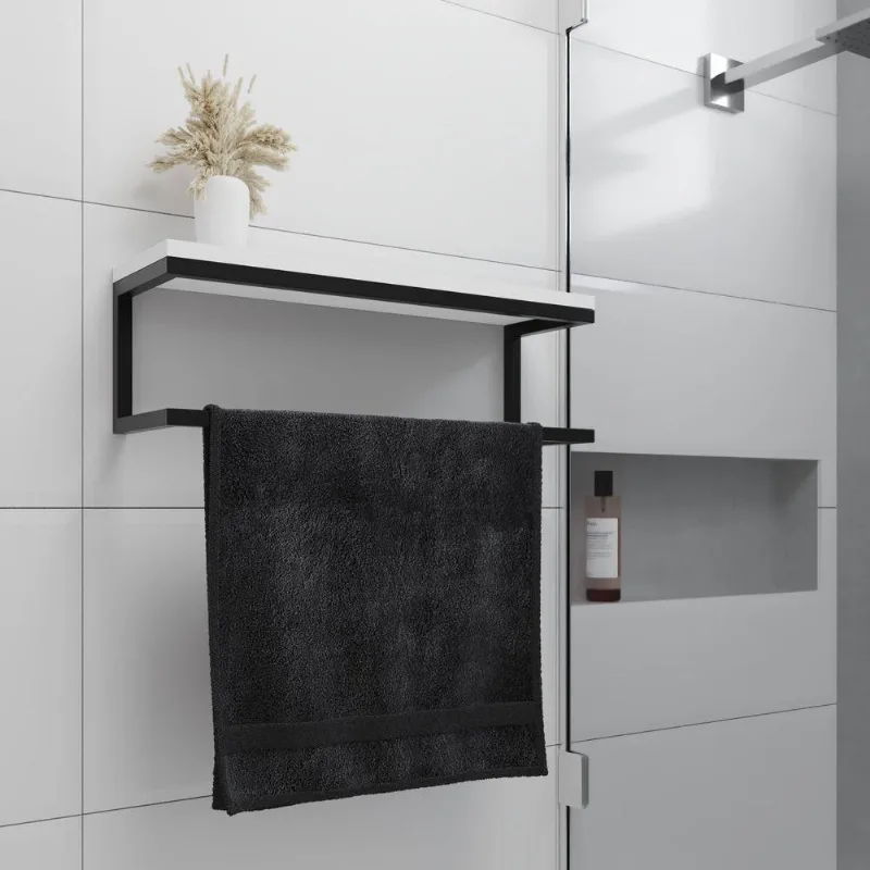 Toalheiro Para Banheiro Industrial Aço Preto Com Branco