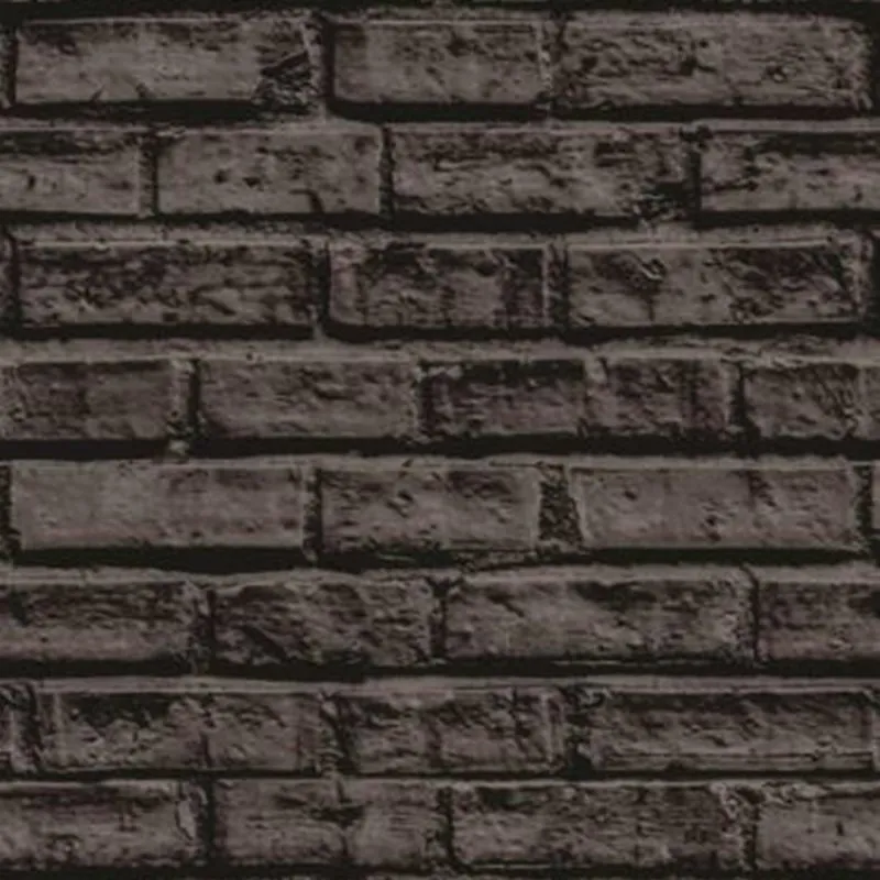 Papel de Parede Adesivo Lavável Tijolo 3D Negro