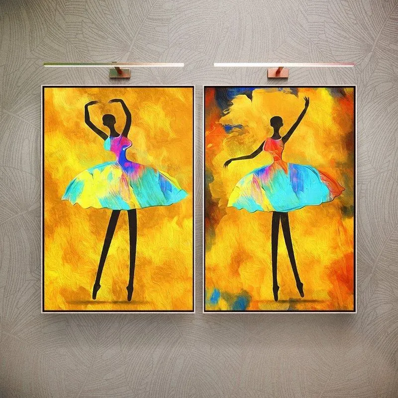 Kit 2 Telas Canvas Com Moldura Bailarina