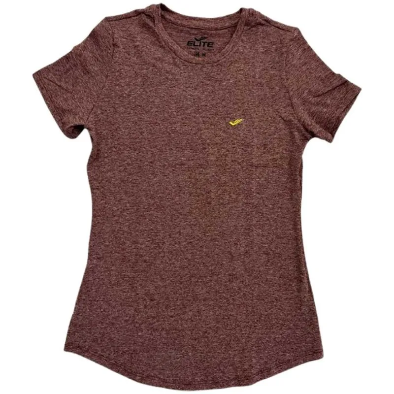 Camiseta Elite Gola Careca Running Feminina - Vinho Mescla