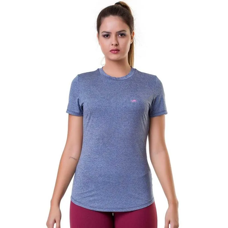 Camiseta Elite Gola Careca Running Feminina - Marinho Mescla