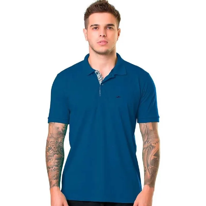 Camisa Polo Elite Casual Moderna Masculina - Azul