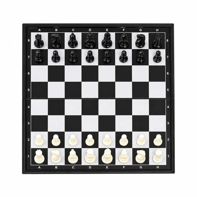 Jogo De Xadrez De Mesa Dobrável Magnético Em Plástico Abs Com Tabuleiro Estojo