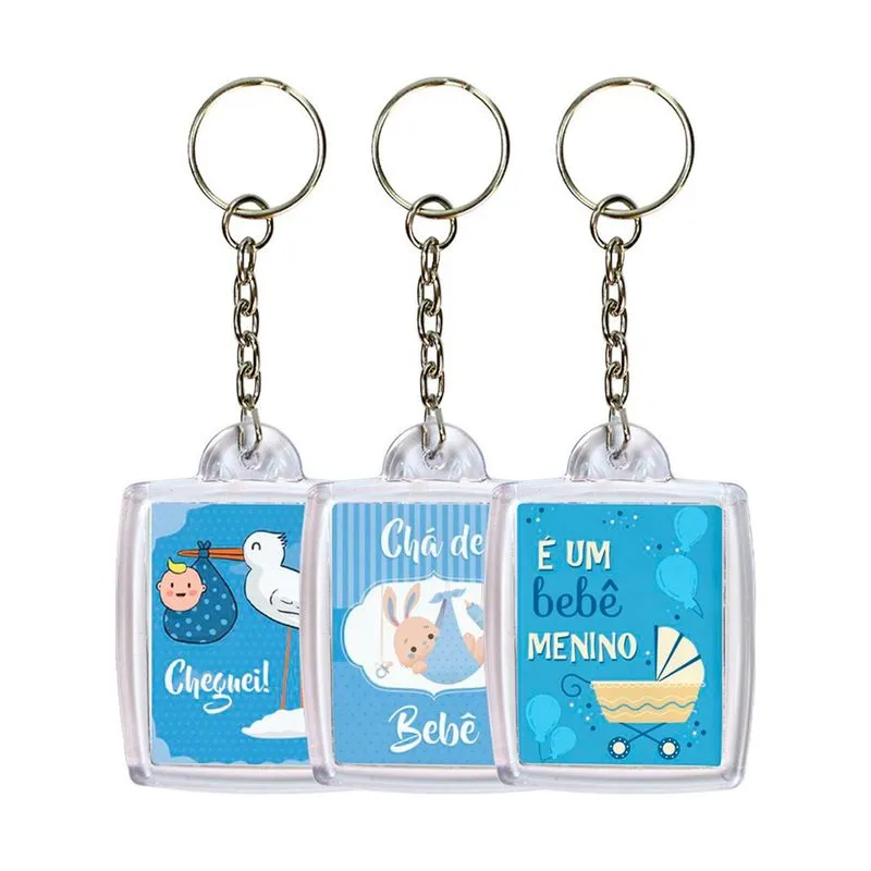 Chaveiro Lembrancinha Para Chá de Bebê Menino - 30 unidades