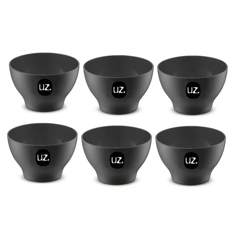 Kit Com 6 Cumbucas Tigelas 500Ml Plástico Atóxico Uz Preto