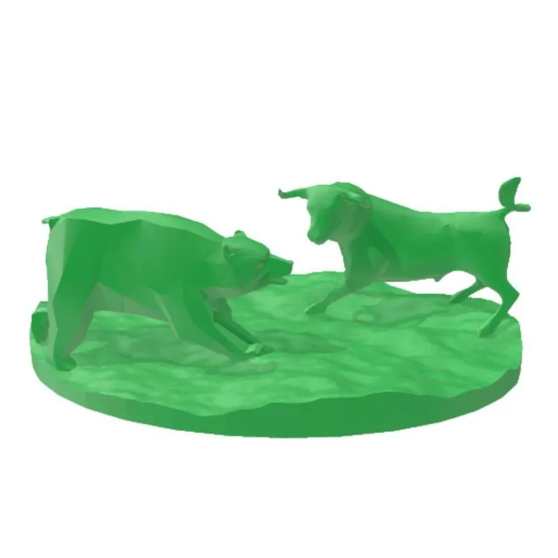 Wall Street Bull And Bear Geométrico Decoração 3D Low Poly
