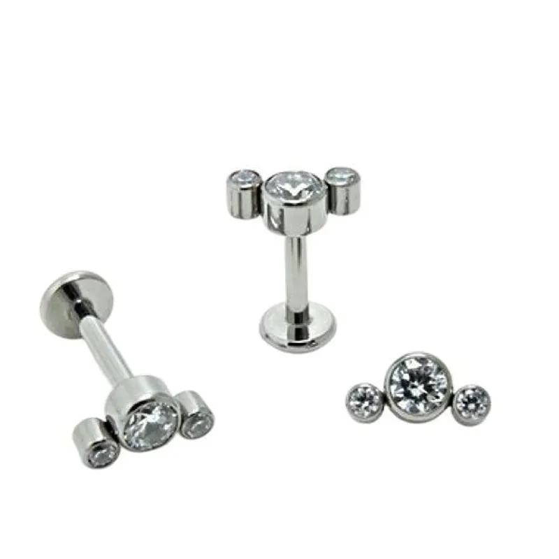 Piercing Cluster Triplo Com Zircõnias - Titânio