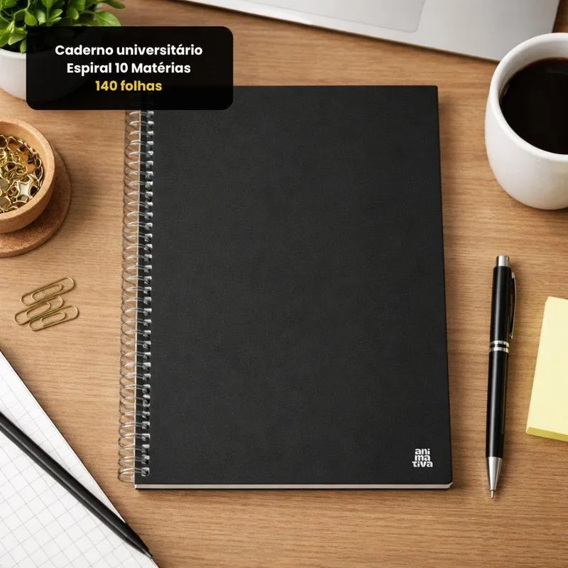 Caderno Universitário Kbum Preto 10 Matérias - 140 Folhas