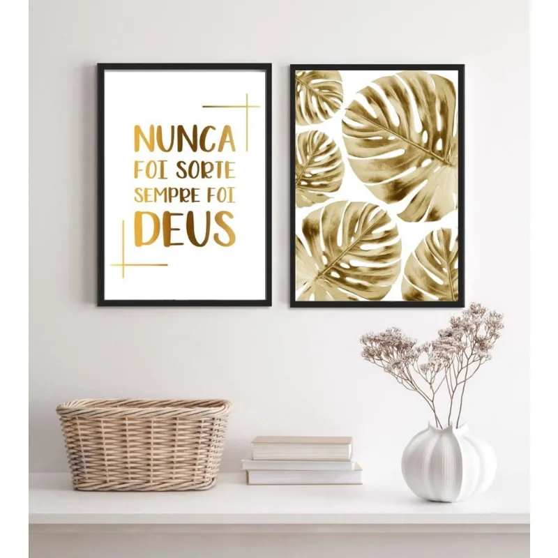 Composição 2 Quadros Nunca Foi Sorte Sempre Foi Deus 24X18Cm