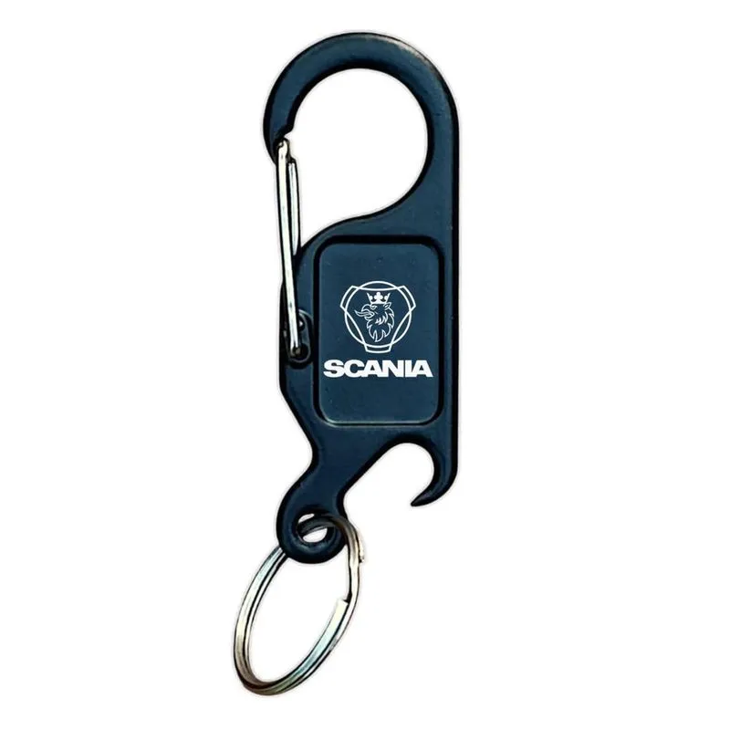 Chaveiro Preto Com Logo Scania Com Abridor De Garrafas - H