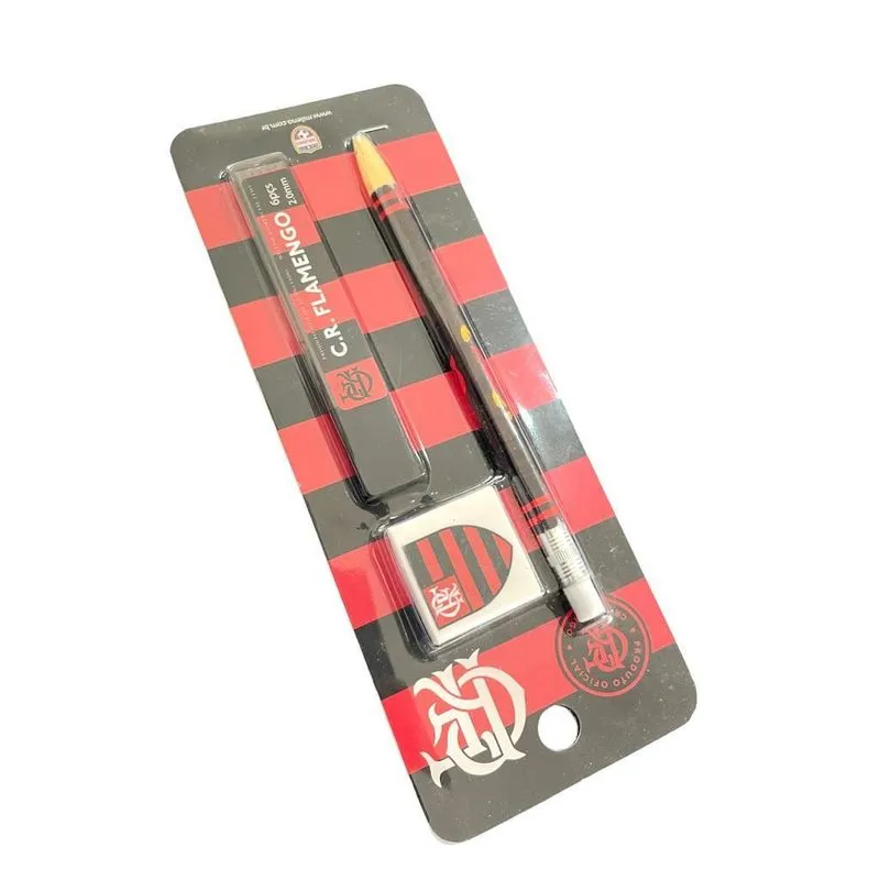 Kit Lapiseira Grafite Borracha Flamengo Licenciado