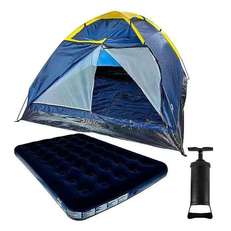 Barraca Camping 4 Pessoas Porta Dupla Colchão Inflável Casal