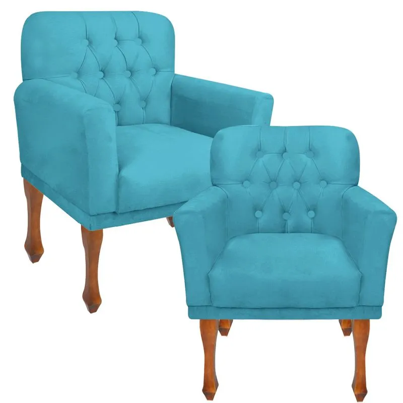 Kit 02 Poltrona Cadeira Decorativa Confortável Bia Para Sala Quarto Decoração