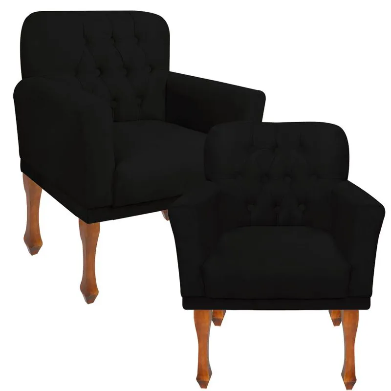 Kit 02 Poltrona Cadeira Decorativa Confortável Bia Para Sala Quarto Decoração