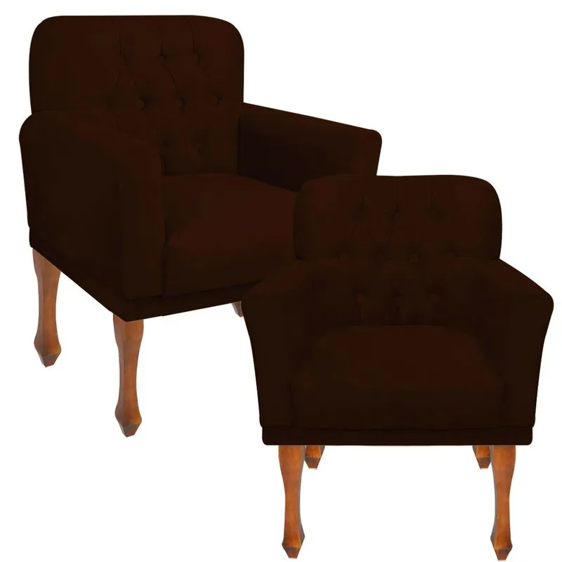 Kit 02 Poltrona Cadeira Decorativa Confortável Para Sala Quarto Decoração Bia