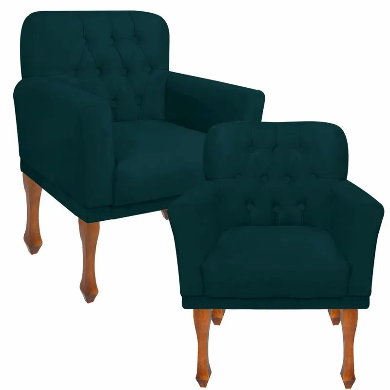 Kit 02 Poltrona Cadeira Decorativa Confortável Para Sala Quarto Decoração Bia