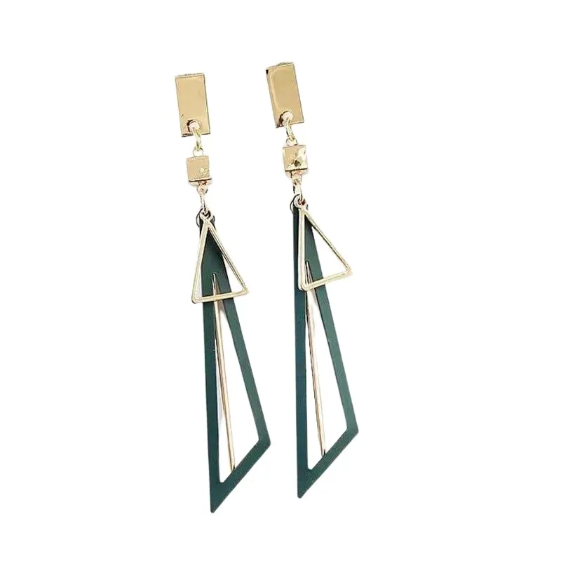 Brincos Geométrico Verde/dourado Presente De Aniversário