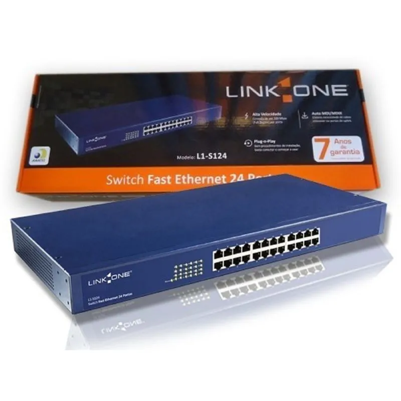 Switch Link-one 24 Portas Fast Ethernet 10/100 Mbps L1-s124