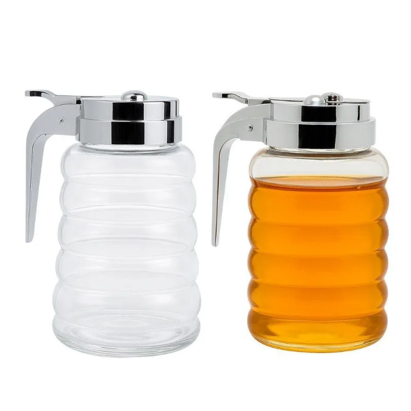 Kit 2 Meleira Pote Porta Mel De Vidro Com Tampa De Metal 280ml Lyor