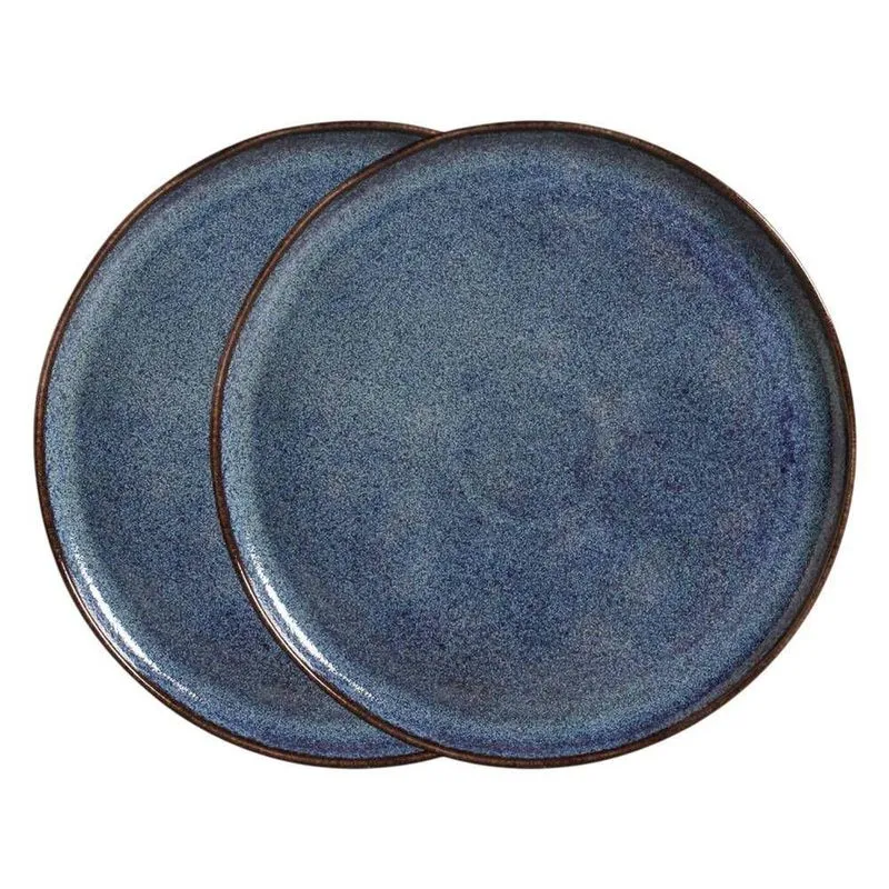 Jogo 2 Prato Raso Cerâmica Azul Porto Brasil Bio Titanium 27,5cm