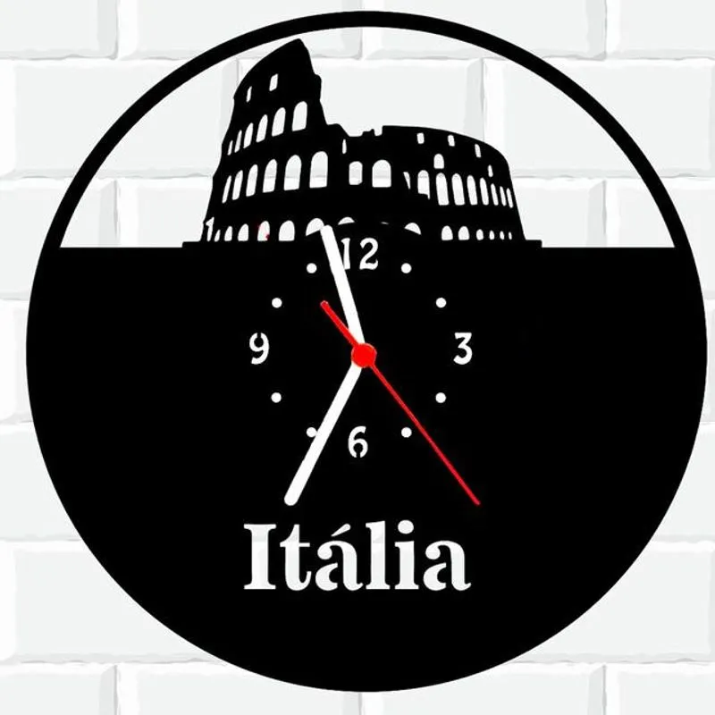 Relógio Parede Vinil Lp Ou Mdf Italia Roma 1