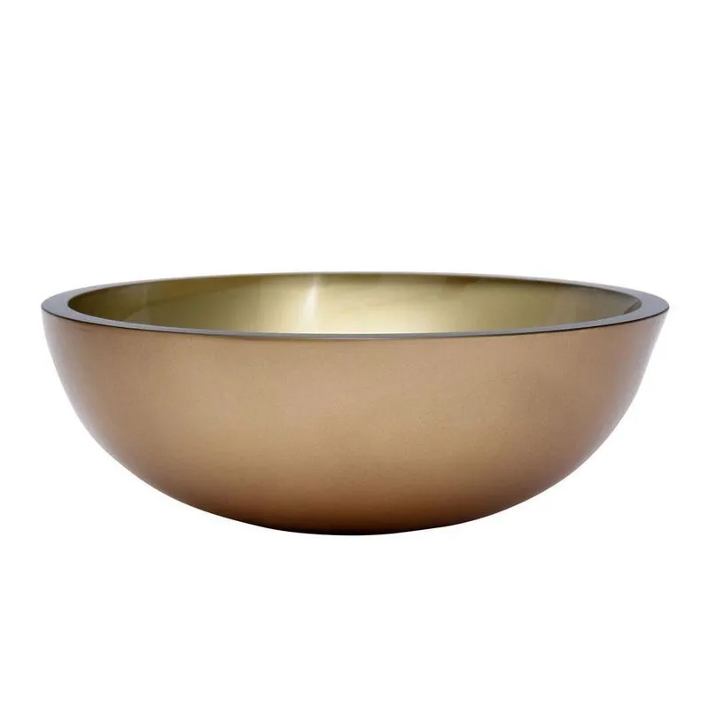 Cuba Redonda De Vidro 30x30cm Dourado Escuro Para Banheiro
