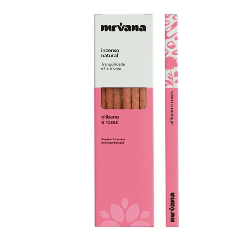 Incenso Nirvana Olíbano E Rosas Natural C/9 Varetas