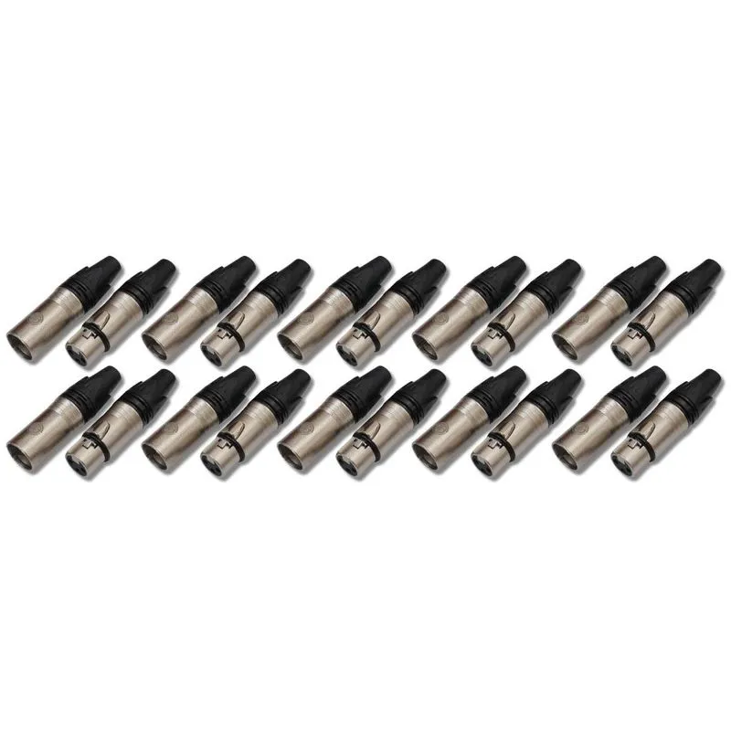 Kit 10 Plug Xlr Macho + 10 Plug Xlr Fêmea Xl03 Robusto Sv