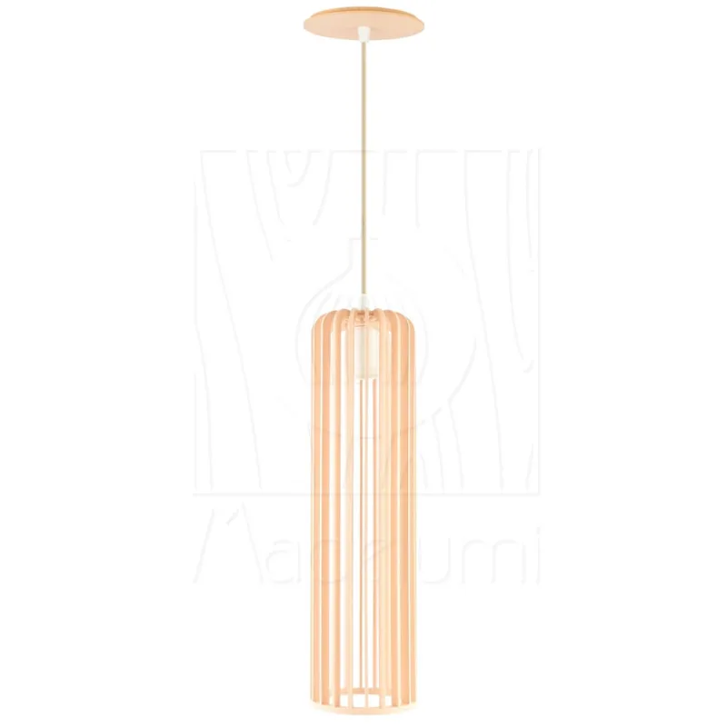 Luminária Pendente Madeira Paladio G e27 Pessego Sala