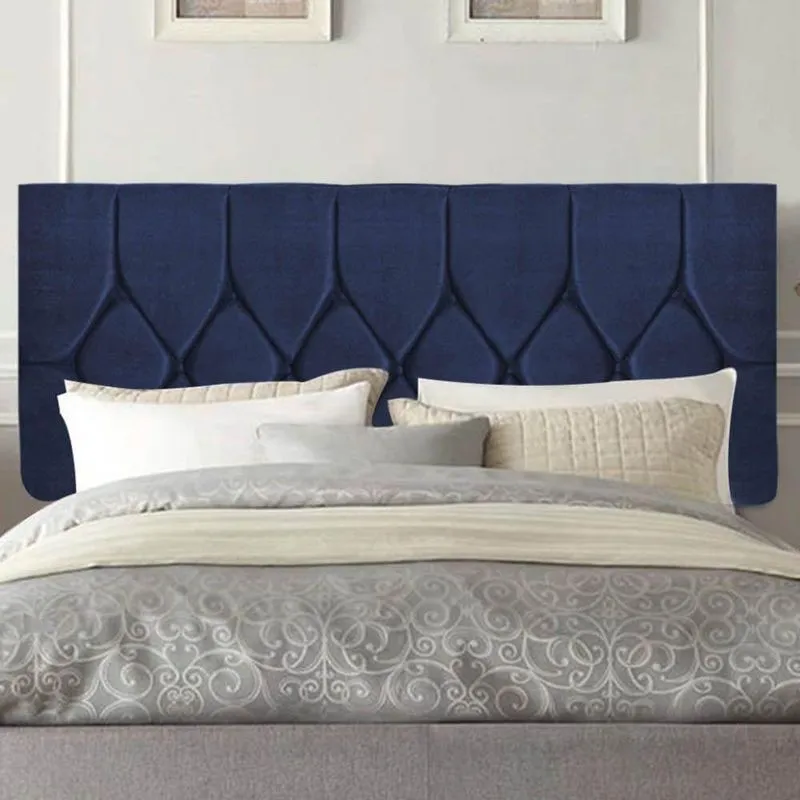 Painel Estofado Istambul King Size Madeira Maciça Suede Azul Marinho Gat Magazine 195cm