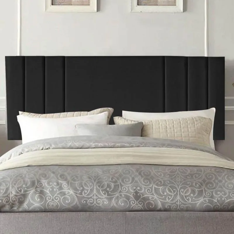 Painel Estofado Grécia King Size Madeira Maciça Suede Preto Gat Magazine 195cm