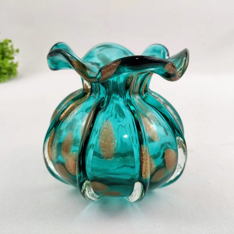 Murano Trouxinha Verde Esmeralda Vaso 12Cm Decoração G