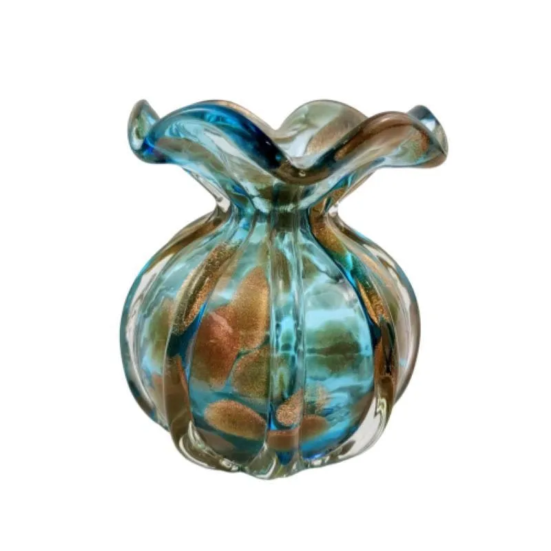Murano Trouxinha Azul Céu Vaso 11Cm Decoração Vasinho P
