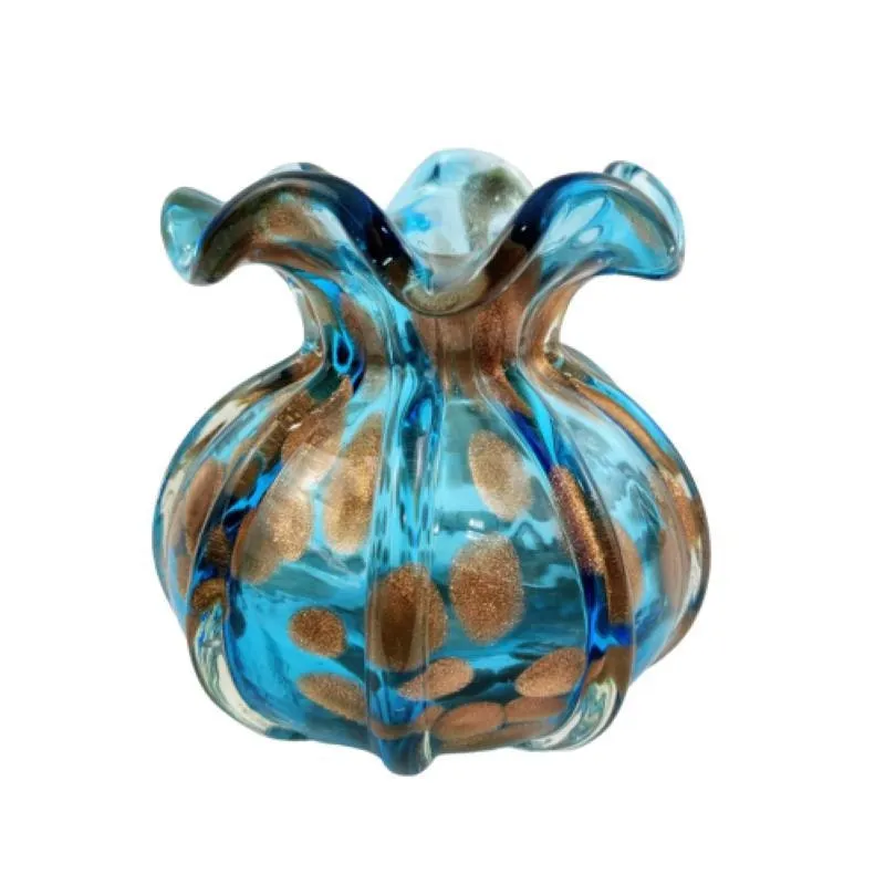 Murano Trouxinha Azul Céu Vaso 12Cm Decoração Vasinho G
